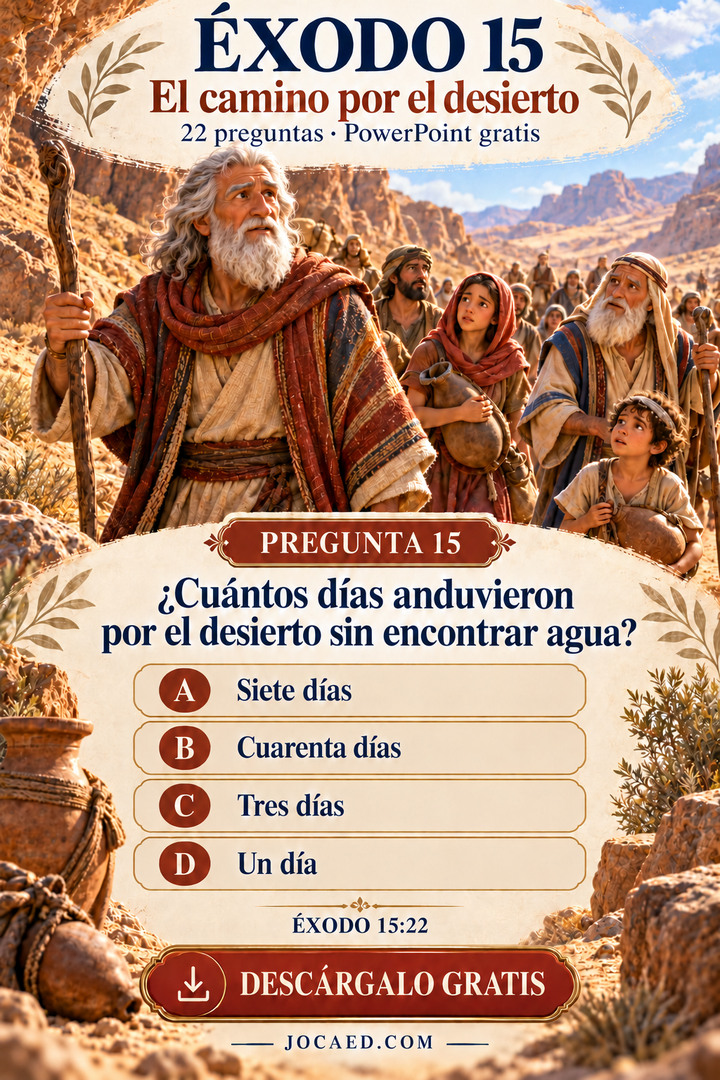 Israelitas caminan por un desierto árido y una pregunta sobre cuántos días viajaron sin encontrar agua.