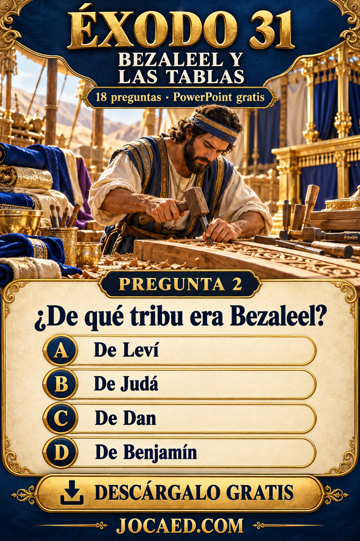 Un artesano trabaja una pieza para el santuario y una pregunta sobre la tribu de Bezaleel.
