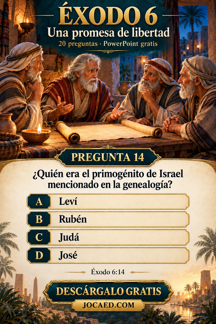 Moisés y Aarón con ancianos de Israel y una pregunta sobre el primogénito de Israel, con cuatro opciones.