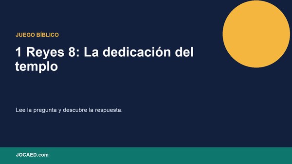 1 Reyes 8: La dedicación del templo