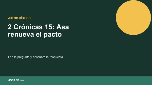 2 Crónicas 15: Asa renueva el pacto