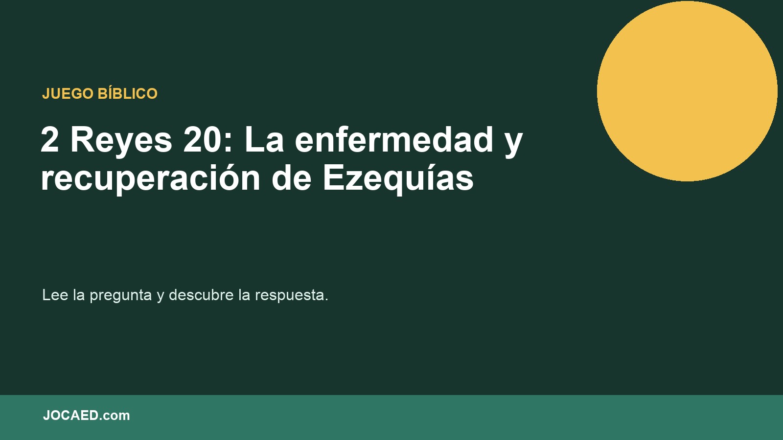 2 Reyes 20: La enfermedad y recuperación de Ezequías en PowerPoint