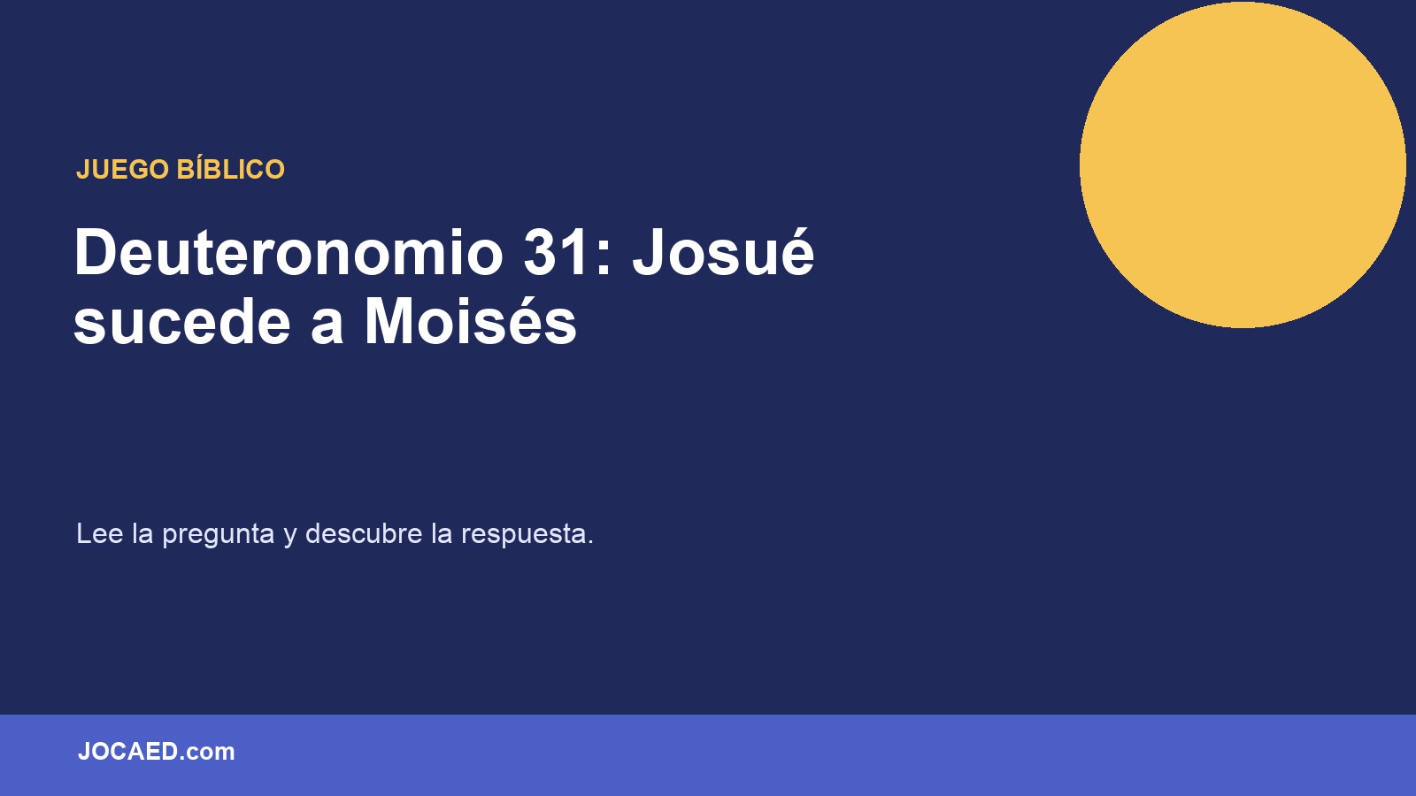 Deuteronomio 31: Josué sucede a Moisés en PowerPoint
