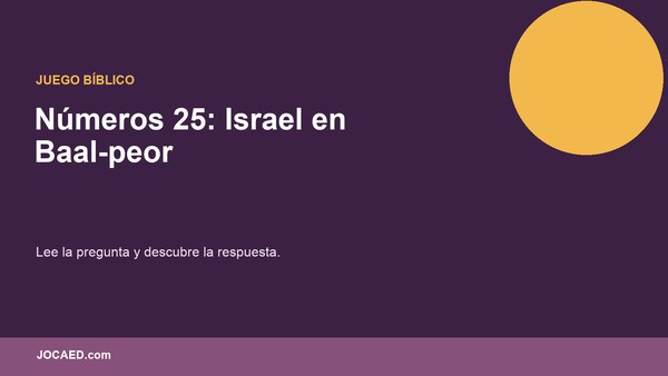 Números 25: Israel en Baal-peor